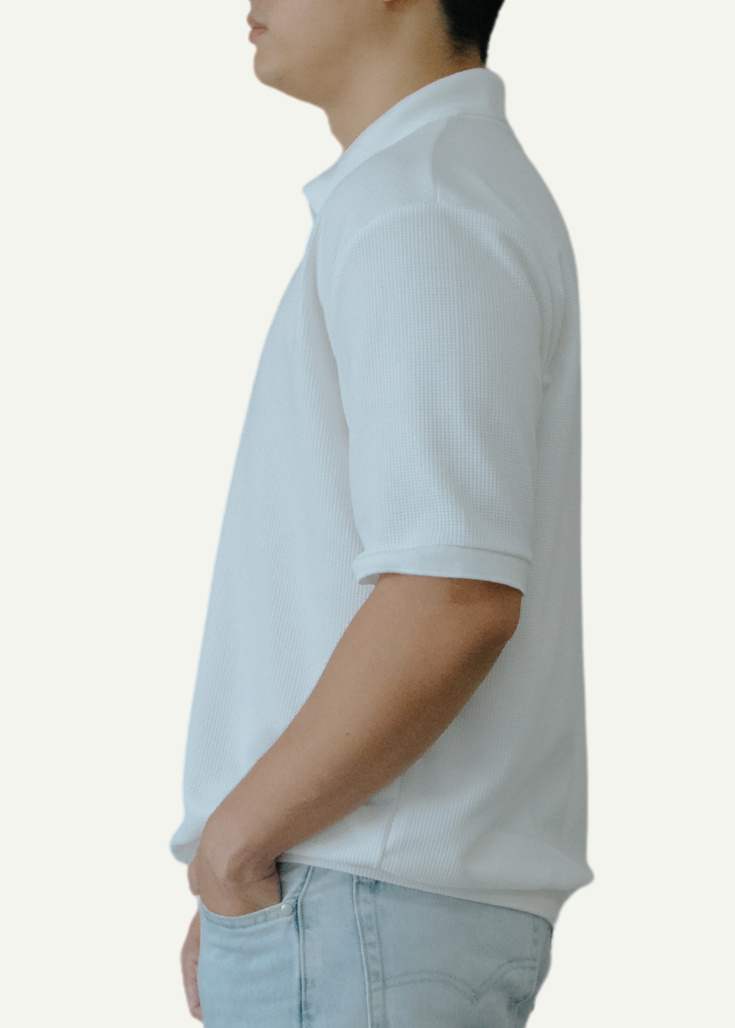 HALF-ZIP POLO SHIRT (OFF-WHITE)