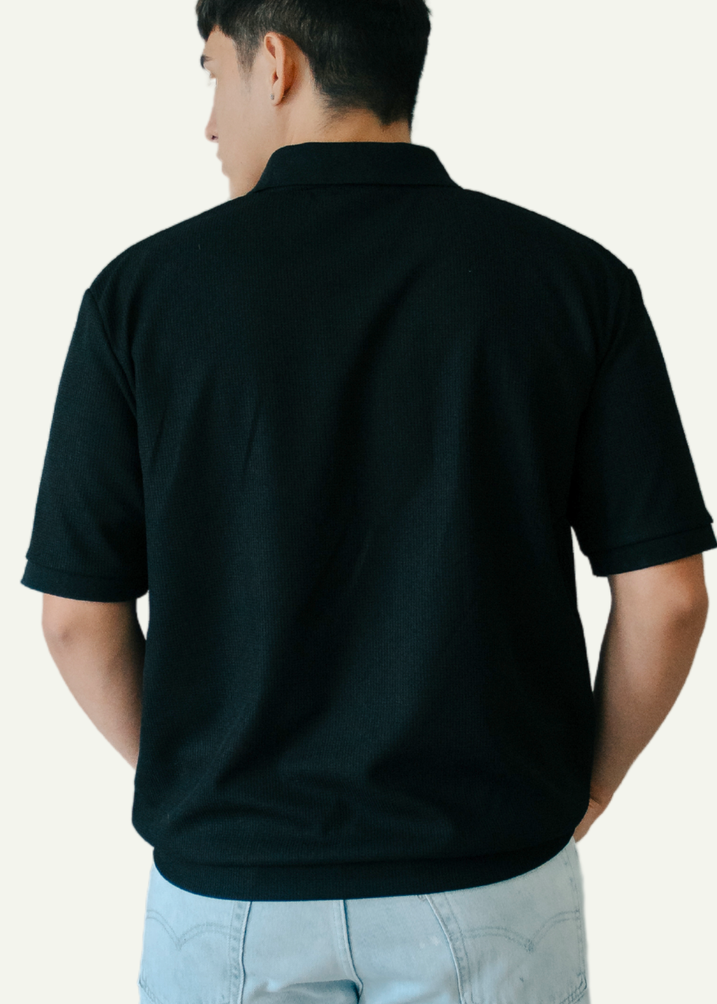HALF-ZIP POLO SHIRT (BLACK)