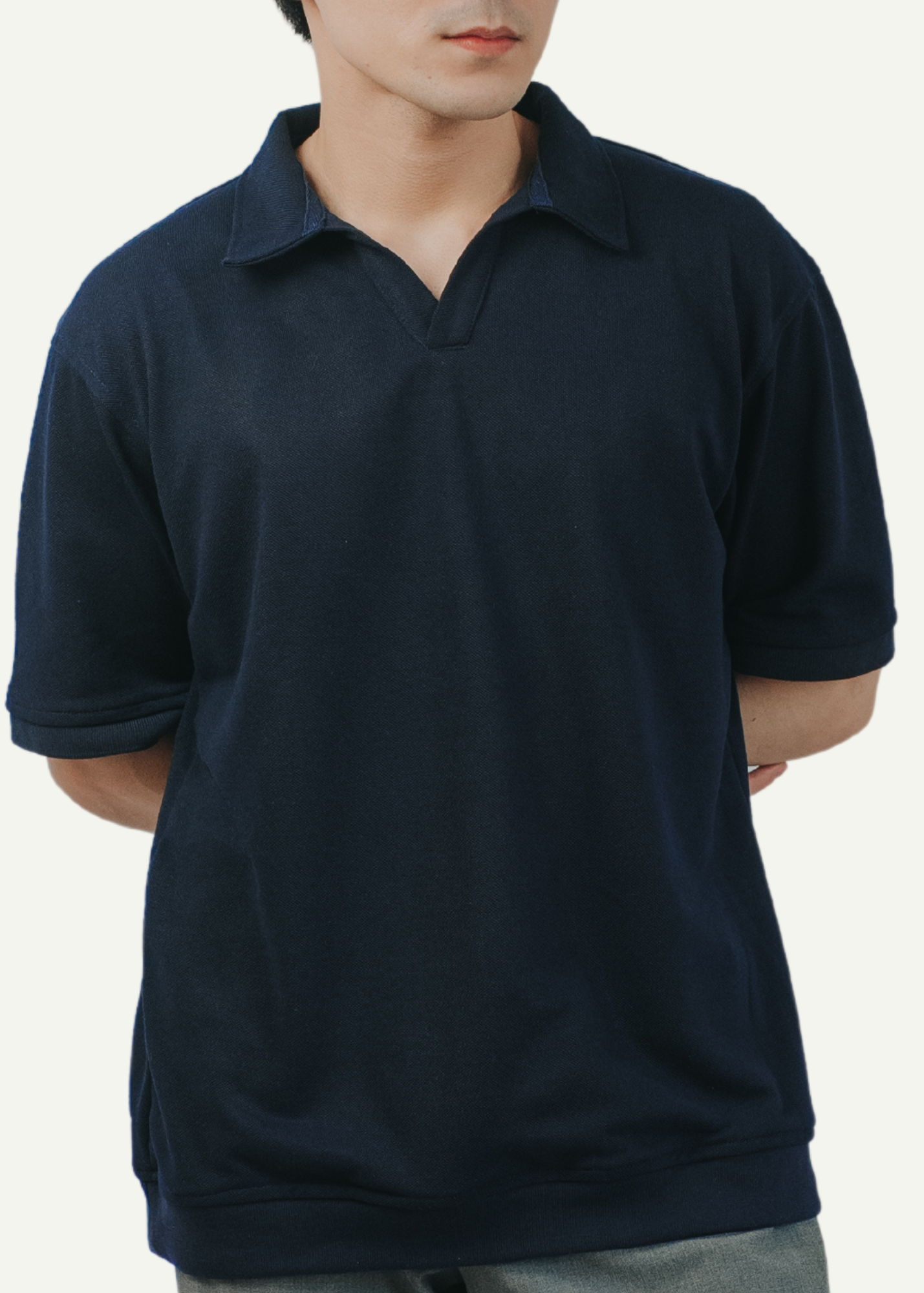 COLLARED PIQUÉ POLO SHIRT (NAVY BLUE)