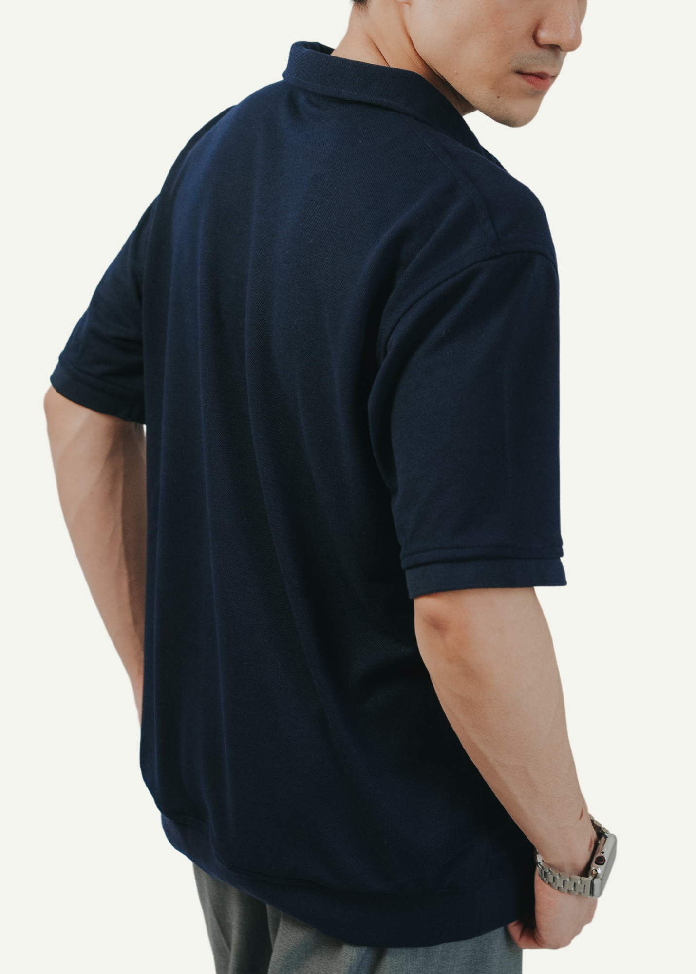 COLLARED PIQUÉ POLO SHIRT (NAVY BLUE)