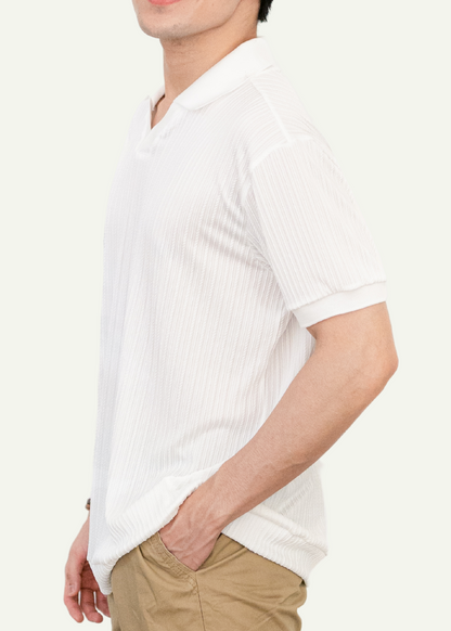 TEXTURED POLO SHIRT (WHITE)