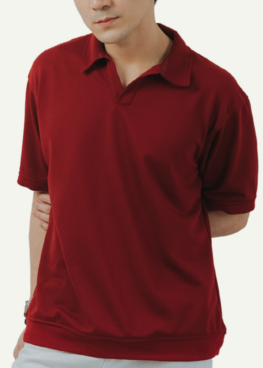 COLLARED PIQUÉ POLO SHIRT (MAROON)