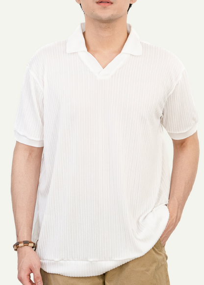 TEXTURED POLO SHIRT (WHITE)